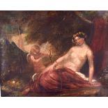 ITALIAN SCHOOL (19th century), unframed oil on canvas, a semi clad female in a landscape beside a