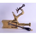 A RARE LARGE ANTIQUE SCOTTISH BRASS CORKSCREW stamped 'Sole Proprietor John Taylor Whiskey Broker