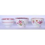 A MACHIN PORCELAIN TEA BOWL PATTERN NO 52, together with two other English tea bowls. Largest 9 cm