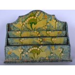 A MID 20TH CENTURY ISLAMIC LACQUER LETTER RACK, decorated with insects and foliage. 26.5 cm wide.