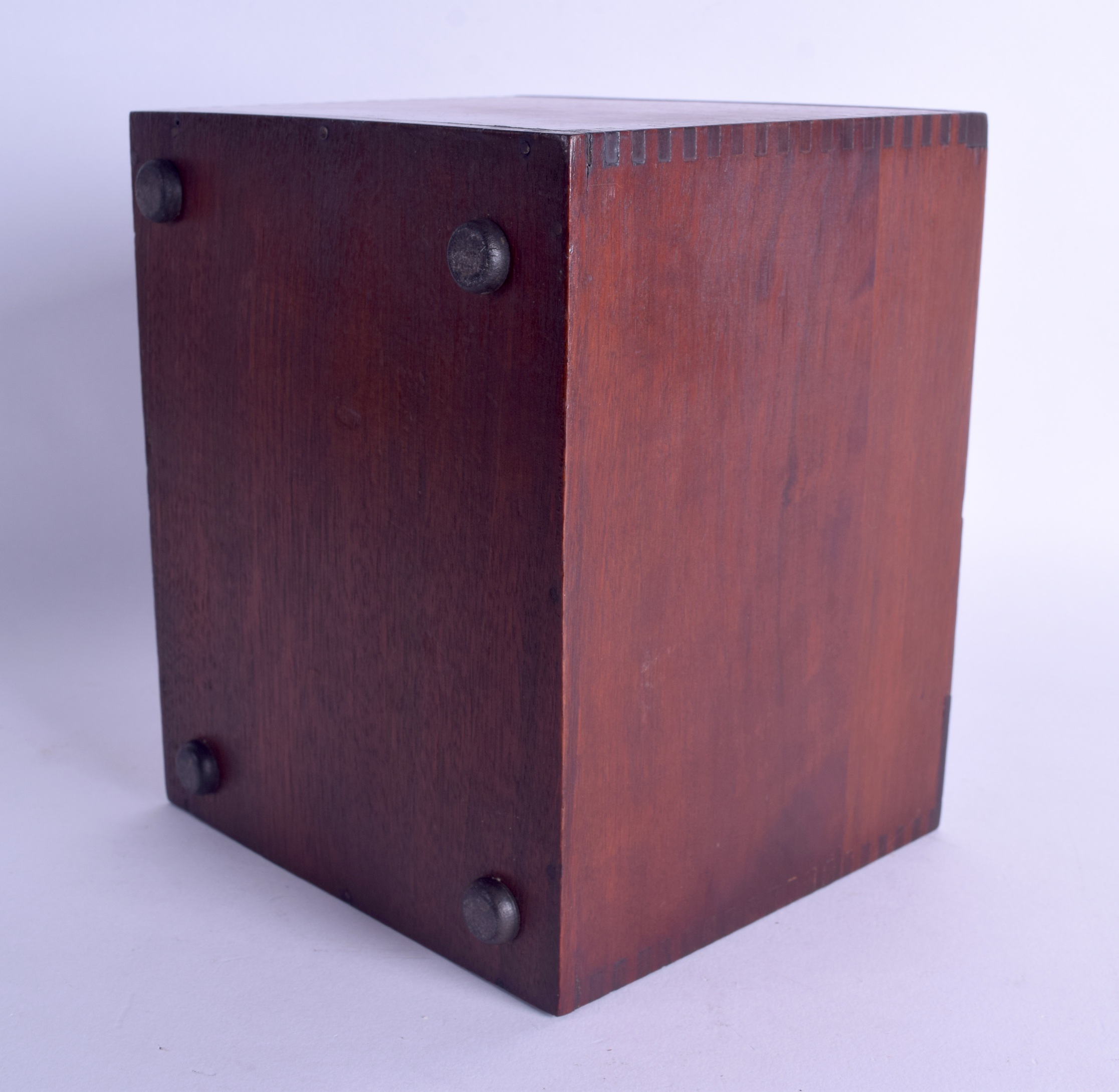 AN UNUSUAL 1920S SLIDING APPRENTICE MADE CHEST of rectangular form. 18 cm x 15 cm. - Image 2 of 2