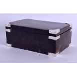 AN EDWARDIAN WHITE METAL MOUNTED TORTOISESHELL BOX AND COVER. 15 cm x 10 cm.