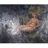 CIRCLE OF COLIN COLAHAN (1897-1987), unframed oil on canvas, abstract impressionist nude female with