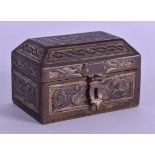 A 19TH CENTURY MIDDLE EASTERN PERSIAN KUFIC BOX decorated with script. 7 cm x 4.5 cm.