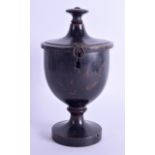 A VERY RARE 18TH CENTURY ENGLISH SINGLE URN TEA CADDY in the form of an urn, upon a circular