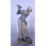 A LLADRO PORCELAIN FIGURINE OF A GOLFER, modelled taking a taking a shot on a naturalistic base.