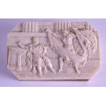 AN 18TH/19TH CENTURY ITALIAN CARVED MARBLE SNUFF BOX depicting two classical figures within an