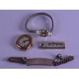 A VINTAGE 9CT GOLD ROTARY WATCH together with a heavy silver ingot pendant, a silver bracelet & a