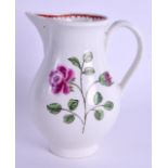 AN 18TH CENTURY WORCESTER SPARROW BEAK JUG painted with a rose and rose bud. 9.25 cm high.