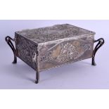 AN ART NOUVEAU STYLE SILVER PLATED JEWELLERY BOX. 17 cm wide.