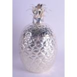 A LARGE SILVER PLATED PINEAPPLE BOTTLE HOLDER. 34 cm high.