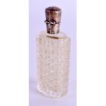 A 19TH CENTURY FRENCH SILVER AND GLASS SCENT BOTTLE. 9.5 cm high.