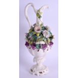 A 19TH CENTURY BISQUE ENCRUSTED PORCELAIN EWER decorated with foliage. 26 cm high.