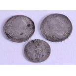 THREE GEORGE III SILVER COINS. (3)