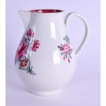 AN 18TH CENTURY WORCESTER SPARROW BEAK JUG painted with coloured flowers in the Chinese style. 10 cm