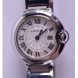 A LADIES CARTIER STAINLESS STEEL WRISTWATCH. 2.5 cm wide.Pleasenote: No Cartier markings on movement