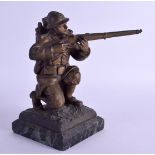 A 1940S WWII BRONZE FIGURE OF A MILITARY SOLDIER by Charles Gillet (1879-1972). 20 cm high.