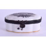 A SEVRES STYLE PORCELAIN PILL BOX painted with landscapes. 6 cm x 4.5 cm.