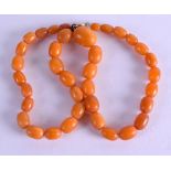 AN AMBER NECKLACE. 31 grams. 40 cm long, largest bead 1.75 cm.