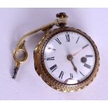 AN UNUSUAL 18TH/19TH CENTURY VERGE POCKET WATCH. 4.5 cm diameter.