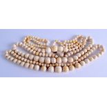 THREE 19TH CENTURY CARVED IVORY NECKLACES. 198 grams. (3)