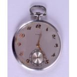 AN ART DECO JUVENIA CHROME POCKET WATCH. 4.5 cm diameter.