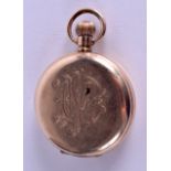 A VINTAGE GOLD PLATED FULL HUNTER POCKET WATCH. 5 cm diameter.