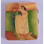 A 1930S SILVER AND ENAMEL EROTIC CIGARETTE BOX. Birmingham 1933. 88 grams. 6.5 cm x 8 cm.