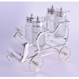 A NOVELTY CAR CRUET SET. 15 cm x 14 cm.