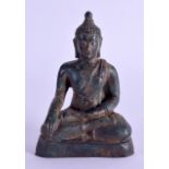 A 19TH CENTURY SOUTH EAST ASIAN BRONZE FIGURE OF A BUDDHA modelled upon a triangular base. 11 cm