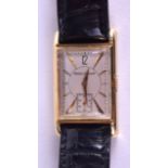 A GOOD 18CT GOLD JAEGER LE COULTRE WRISTWATCH. Dial 2 cm x 3.5 cm.