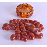 VARIOUS AMBER BEADS together with an amber bracelet. 119 grams. (qty)