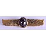 A FINE 14CT GOLD EGYPTIAN REVIVAL AMETHYST AND DIAMOND BROOCH Attributed to Jules Weise, with