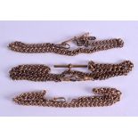 THREE VINTAGE WATCH CHAINS. 85 grams. (3)