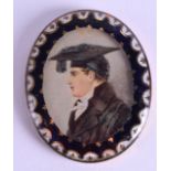 AN UNUSUAL EARLY 19TH CENTURY PAINTED IVORY PORTRAIT MINIATURE possibly depicting a graduation. 5.