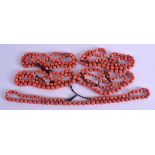 FIVE EARLY 20TH CENTURY CORAL NECKLACES. (5)