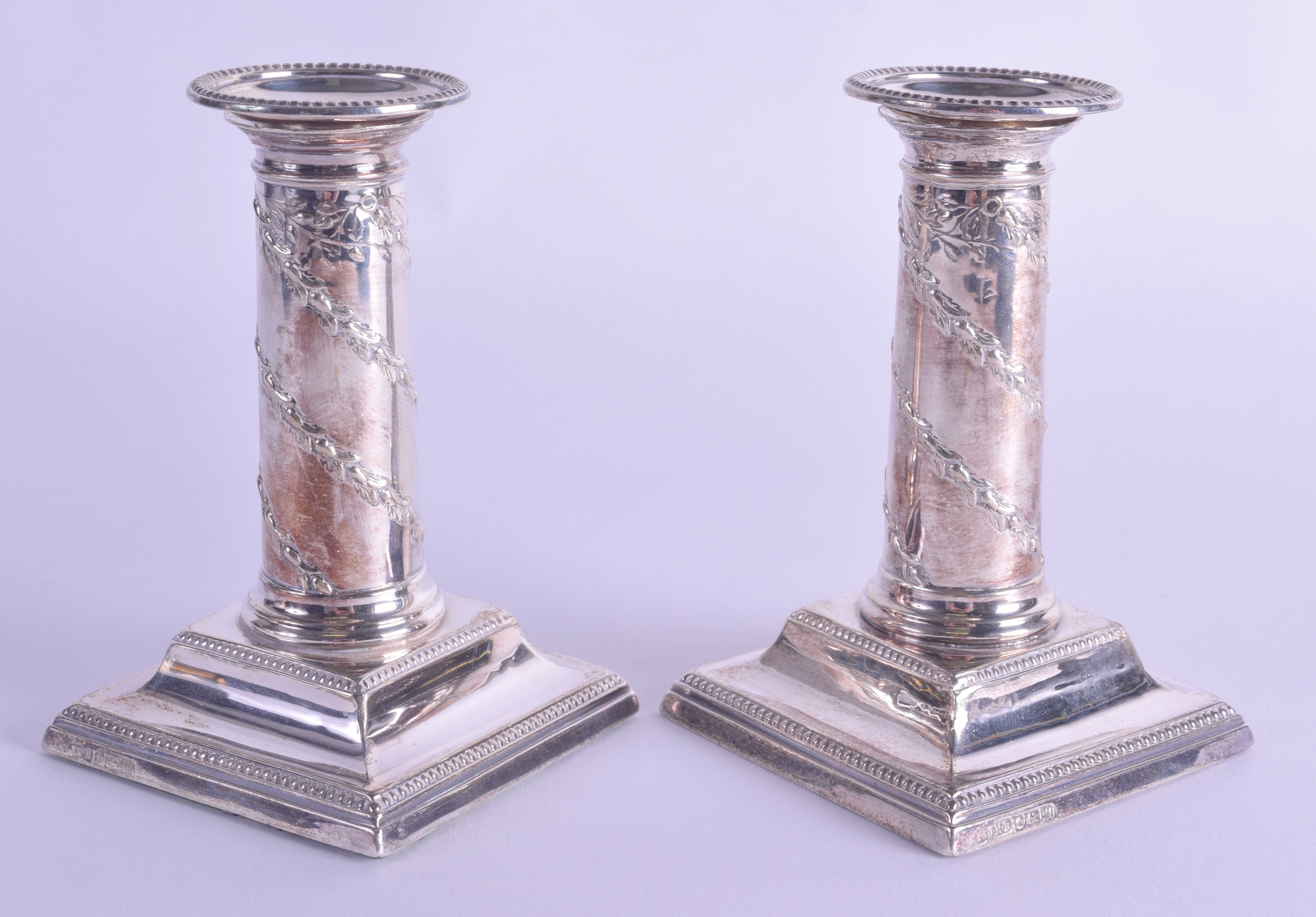 A PAIR OF 1960S ENGLISH SILVER CANDLESTICKS. Sheffield 1964. 13 cm high. - Image 2 of 3