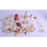 A GROUP OF 19TH CENTURY CHINESE IVORY together with other items. (qty)