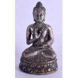 A CHINESE TIBETAN SILVERED BRONZE FIGURE OF A BUDDHA. 12 cm x 5 cm.