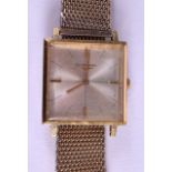 A VINTAGE GOLD PLATED LONGINES WRISTWATCH. Dial 3 cm x 2.5 cm.