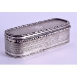 A FINE 19TH CENTURY FRENCH RECTANGULAR ENGINE TURNED SNUFF BOX. 114 grams. 9 cm x 3.5 cm.