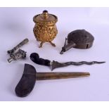 A FRENCH GILT METAL BOX AND COVER together with a Kriss dagger etc. (4)