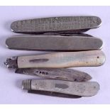 TWO SILVER BLADED FRUIT KNIVES together with two others. (4)