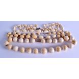 THREE 19TH CENTURY CARVED IVORY NECKLACES. 176 grams. (3)