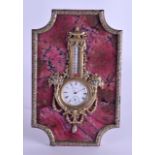 A GOOD 19TH CENTURY RUSSIAN RHODONITE SILVER GILT STRUT DESK CLOCK by Heinrich Moser & Co, in the