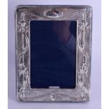 AN ART NOUVEAU STYLE SILVER PHOTOGRAPH FRAME. 14 cm x 19 cm.