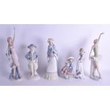 SIX VARIOUS SPANISH NAO LLADRO STYLE FIGURES. Largest 38 cm high. (6)