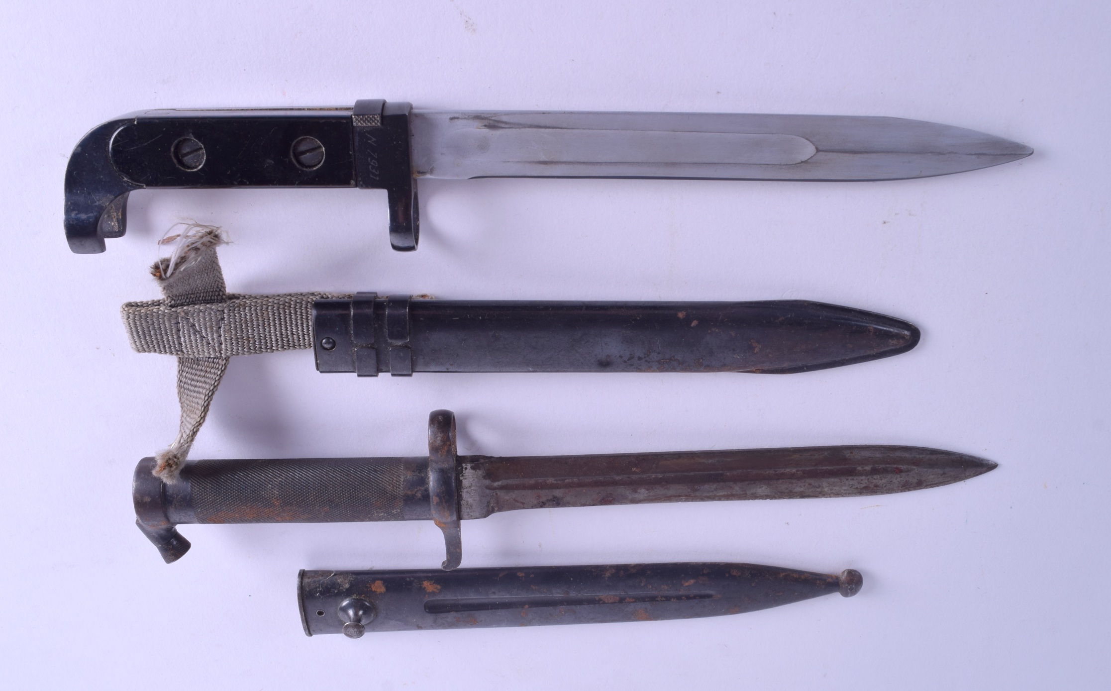 TWO MILITARY KNIVES. 34 cm & 31 cm long. (2)