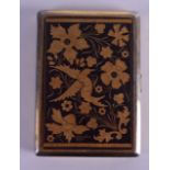 A 1920S JAPANESQUE CIGARETTE CASE decorated with birds amongst foliage. 10 cm x 7 cm.