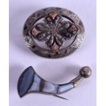 TWO VICTORIAN SCOTTISH SILVER AND AGATE BROOCHES. (2)